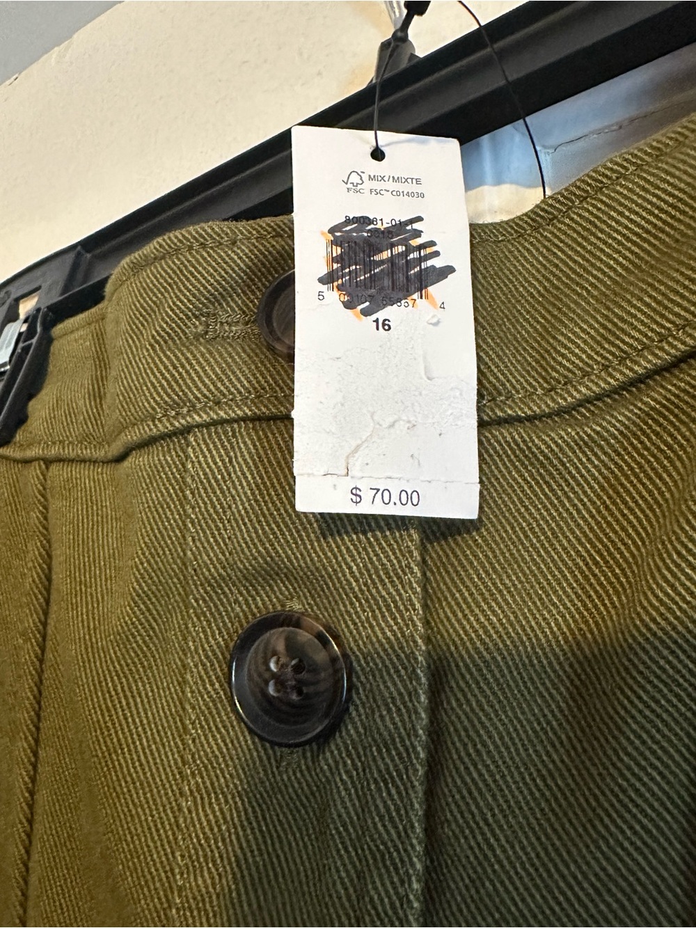 Olive Green Button-Front Skirt - Picture 2 of 5